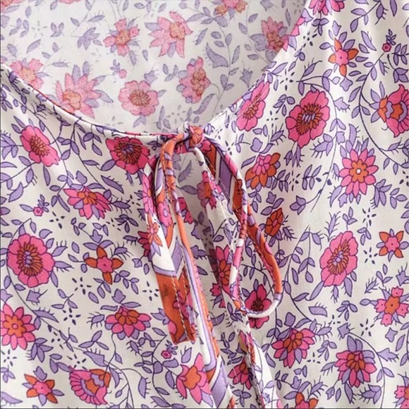 Sleeveless Tank Dress Boho Floral Gypsy Print Pink - Picture 5 of 9